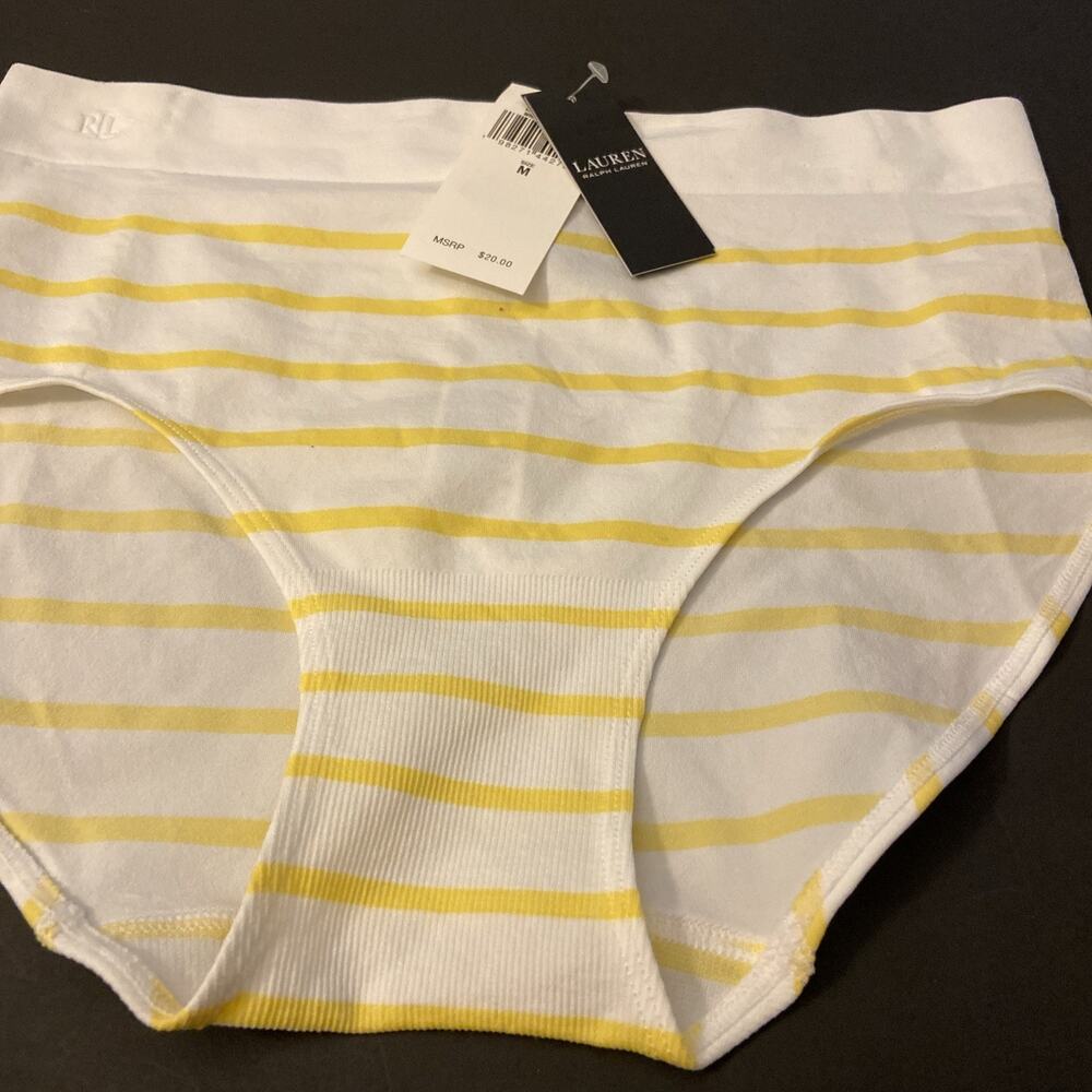 Ralph Lauren Yellow/White Striped Seamless High Waist Briefs / MEDIUM / $20